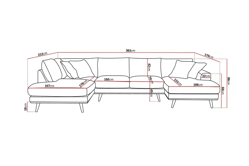 Copenhagen Premium 5-sits Vänstervänd U-formad Djup Soffa med Divan och Schäslong i Tyg - Grön - Möbler - Soffa - U-soffa