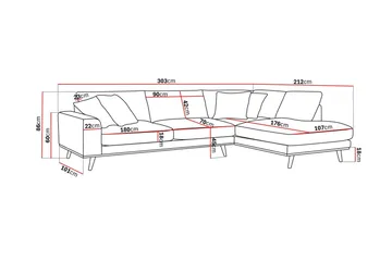 Copenhagen Premium 4-sits Högervänd L-formad Djup Schäslongsoffa i Chenille - Grå/Blå - Möbler - Soffa - Divansoffa & schäslongsoffa - 4 sits soffa med divan
