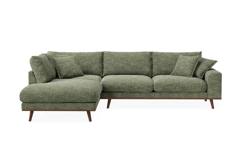 Copenhagen Premium 4-sits Vänstervänd L-formad Djup Schäslongsoffa i Chenille - Grön - Möbler - Soffa - Divansoffa & schäslongsoffa - 4 sits soffa med divan