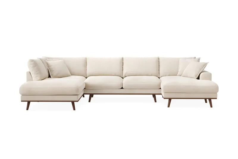 Copenhagen Premium 5-sits Vänstervänd U-formad Djup Soffa med Divan och Schäslong i Chenille - Ljusbeige - Möbler - Soffa - U-soffa
