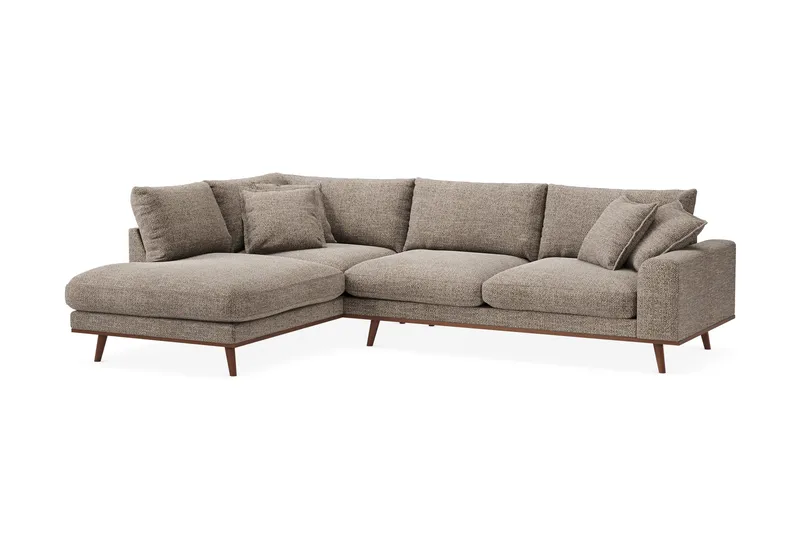 Copenhagen Premium 4-sits Vänstervänd L-formad Djup Schäslongsoffa i Chenille - Brun - Möbler - Soffa - Divansoffa & schäslongsoffa - 4 sits soffa med divan
