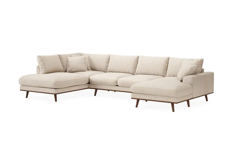 Copenhagen Premium 5-sits Vänstervänd U-formad Djup Soffa med Divan och Schäslong i Chenille - Beige - Möbler - Soffa - U-soffa