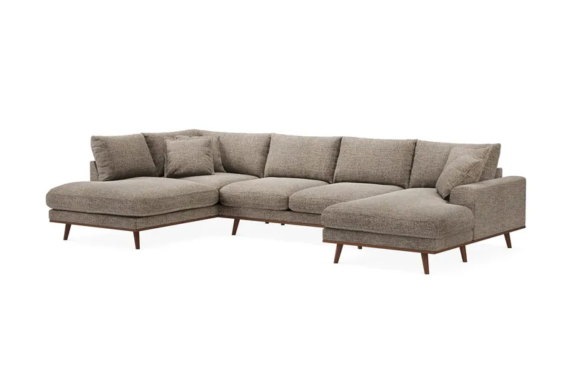 Copenhagen Premium 5-sits Vänstervänd U-formad Djup Soffa med Divan och Schäslong i Chenille - Brun - Möbler - Soffa - U-soffa