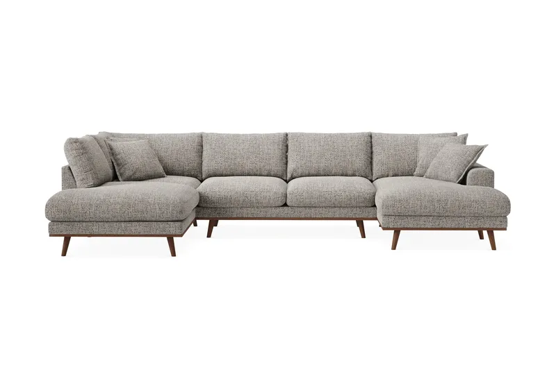 Copenhagen Premium 5-sits Vänstervänd U-formad Djup Soffa med Divan och Schäslong i Chenille - Grå - Möbler - Soffa - U-soffa