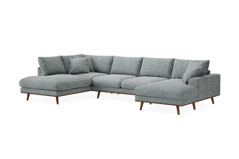 Copenhagen Premium 5-sits Vänstervänd U-formad Djup Soffa med Divan och Schäslong i Chenille - Grå/Blå - Möbler - Soffa - U-soffa