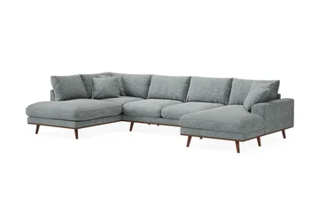 Copenhagen Premium 5-sits Vänstervänd U-formad Djup Soffa med Divan och Schäslong i Chenille - Grå/Blå - Möbler - Soffa - U-soffa