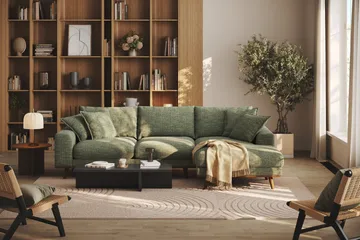 Copenhagen Premium 4-sits Högervänd L-formad Djup Divansoffa i Chenille - Grön - Möbler - Soffa - Divansoffa & schäslongsoffa - 4 sits soffa med divan