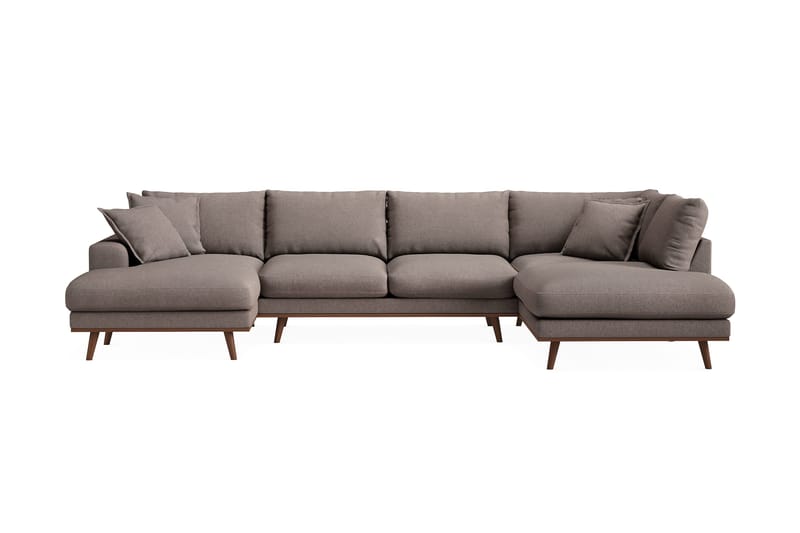 Copenhagen Premium 5-sits Högervänd U-formad Djup Soffa med Divan och Schäslong i Tyg - Brun - Möbler - Soffa - U-soffa