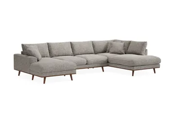Copenhagen Premium 5-sits Högervänd U-formad Djup Soffa med Divan och Schäslong i Chenille - Grå - Möbler - Soffa - U-soffa