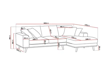 Copenhagen Premium 4-sits Högervänd L-formad Djup Divansoffa i Chenille - Grå - Möbler - Soffa - Divansoffa & schäslongsoffa - 4 sits soffa med divan