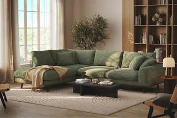 Copenhagen Premium 4-sits Vänstervänd L-formad Djup Schäslongsoffa i Chenille - Grön - Möbler - Soffa - Divansoffa & schäslongsoffa - 4 sits soffa med divan