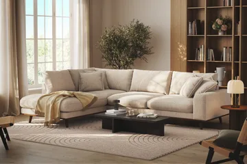 Copenhagen Premium 4-sits Vänstervänd L-formad Djup Schäslongsoffa i Chenille - Beige - Möbler - Soffa - Divansoffa & schäslongsoffa - 4 sits soffa med divan