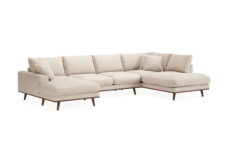 Copenhagen Premium 5-sits Högervänd U-formad Djup Soffa med Divan och Schäslong i Chenille - Beige - Möbler - Soffa - U-soffa