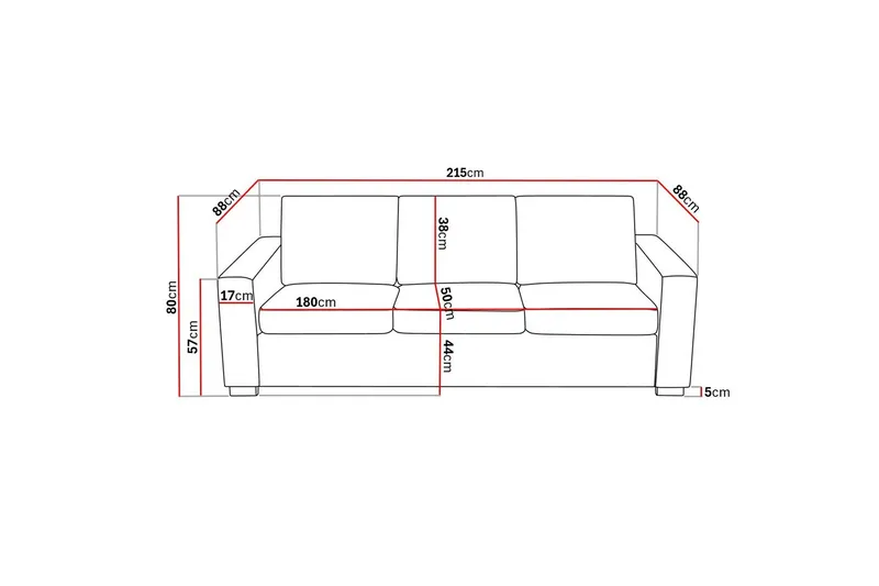 Crazy 3-sits Soffa i Konstläder - Svart - Möbler - Soffa - Skinnsoffa