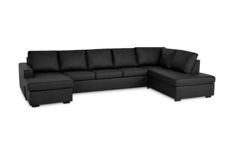 Crazy 5-sits Högervänd U-formad X-Large Soffa med Divan och Schäslong i Konstläder - Svart - Möbler - Soffa - Skinnsoffa