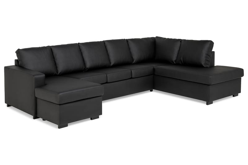 Crazy 5-sits Högervänd U-formad X-Large Soffa med Divan och Schäslong i Konstläder - Svart - Möbler - Soffa - Skinnsoffa