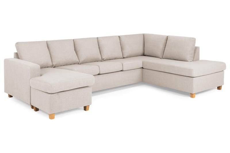 Crazy 5-sits Högervänd U-formad X-Large Soffa med Divan och Schäslong i Tyg - Beige - Möbler - Soffa - U-soffa