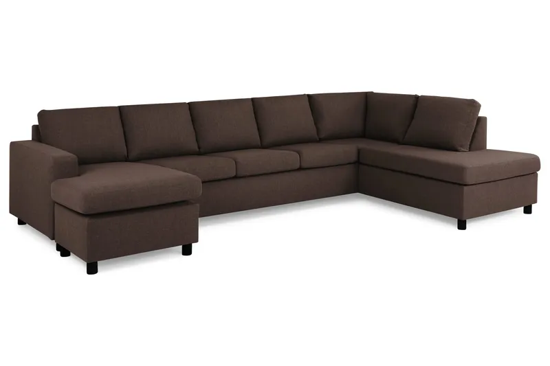 Crazy 5-sits Högervänd U-formad X-Large Soffa med Divan och Schäslong i Tyg - Brun - Möbler - Soffa - U-soffa