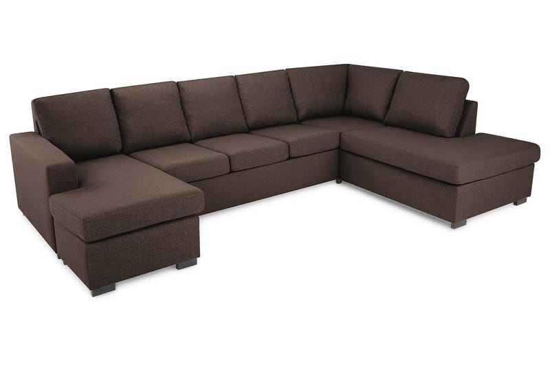 Crazy 5-sits Högervänd U-formad X-Large Soffa med Divan och Schäslong i Tyg - Brun - Möbler - Soffa - U-soffa
