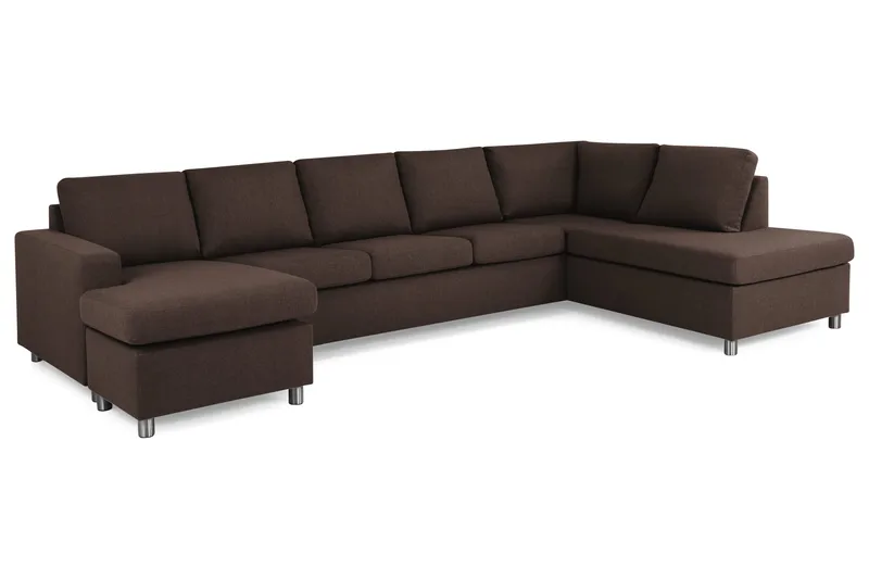 Crazy 5-sits Högervänd U-formad X-Large Soffa med Divan och Schäslong i Tyg - Brun - Möbler - Soffa - U-soffa