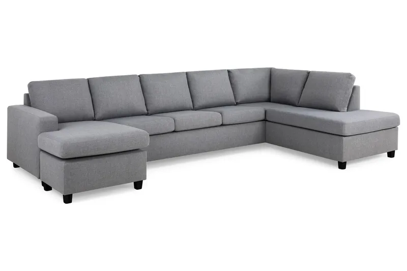Crazy 5-sits Högervänd U-formad X-Large Soffa med Divan och Schäslong i Tyg - Grå - Möbler - Soffa - U-soffa
