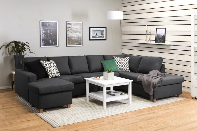 Crazy 5-sits Högervänd U-formad X-Large Soffa med Divan och Schäslong i Tyg - Mörkgrå - Möbler - Soffa - U-soffa