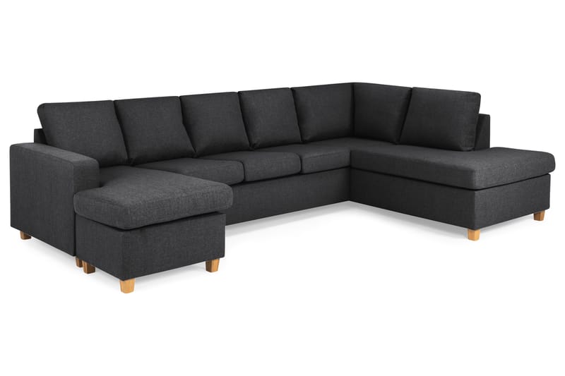 Crazy 5-sits Högervänd U-formad X-Large Soffa med Divan och Schäslong i Tyg - Mörkgrå - Möbler - Soffa - U-soffa