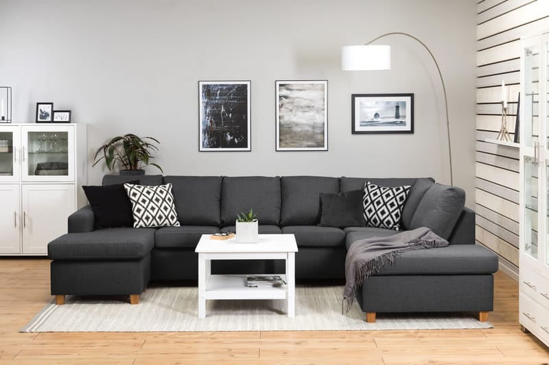 Crazy 5-sits Högervänd U-formad X-Large Soffa med Divan och Schäslong i Tyg - Mörkgrå - Möbler - Soffa - U-soffa