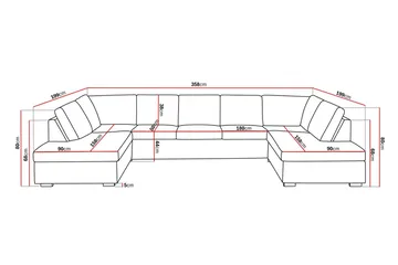 Crazy 5-sits U-formad Soffa med dubbelschäslong i Tyg - Mörkgrå - Möbler - Soffa - U-soffa