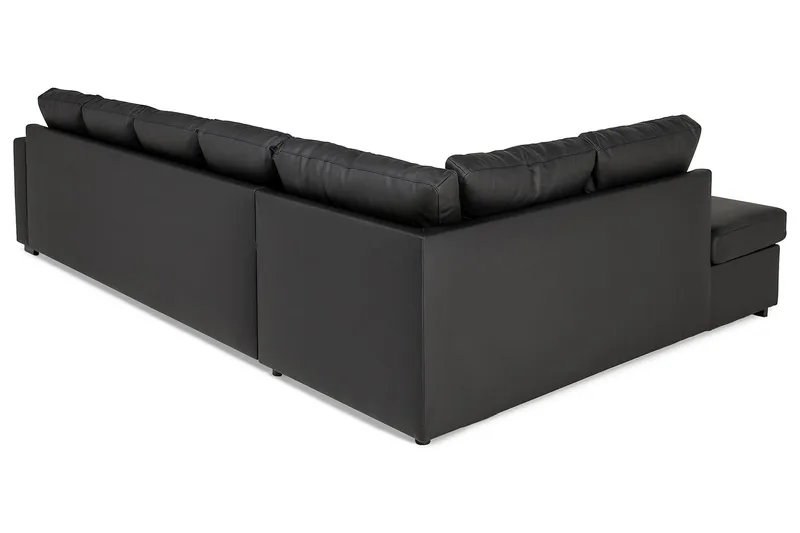 Crazy 5-sits Vänstervänd U-formad Soffa med Divan och Schäslong i Konstläder - Svart - Möbler - Soffa - Skinnsoffa
