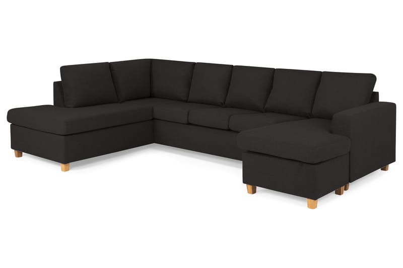 Crazy 5-sits Vänstervänd U-formad Soffa med Divan och Schäslong i Tyg - Antracit - Möbler - Soffa - U-soffa