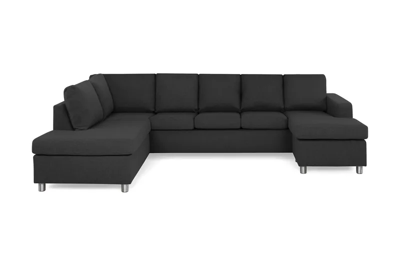 Crazy 5-sits Vänstervänd U-formad Soffa med Divan och Schäslong i Tyg, Antracit