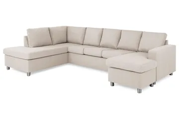 Crazy 5-sits Vänstervänd U-formad Soffa med Divan och Schäslong i Tyg - Beige - Möbler - Soffa - U-soffa