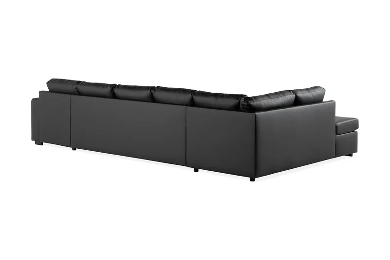 Crazy 5-sits Vänstervänd U-formad X-Large Soffa med Divan och Schäslong i Konstläder - Svart - Möbler - Soffa - Skinnsoffa