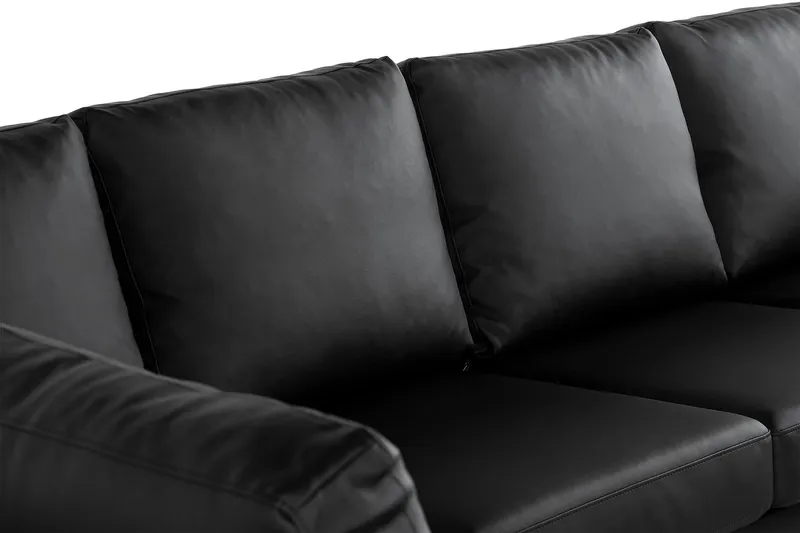 Crazy 5-sits Vänstervänd U-formad X-Large Soffa med Divan och Schäslong i Konstläder - Svart - Möbler - Soffa - Skinnsoffa