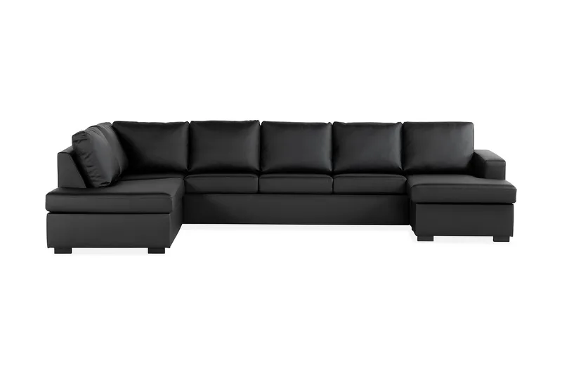Crazy 5-sits Vänstervänd U-formad X-Large Soffa med Divan och Schäslong i Konstläder - Svart - Möbler - Soffa - Skinnsoffa