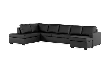 Crazy 5-sits Vänstervänd U-formad X-Large Soffa med Divan och Schäslong i Konstläder - Svart - Möbler - Soffa - Skinnsoffa