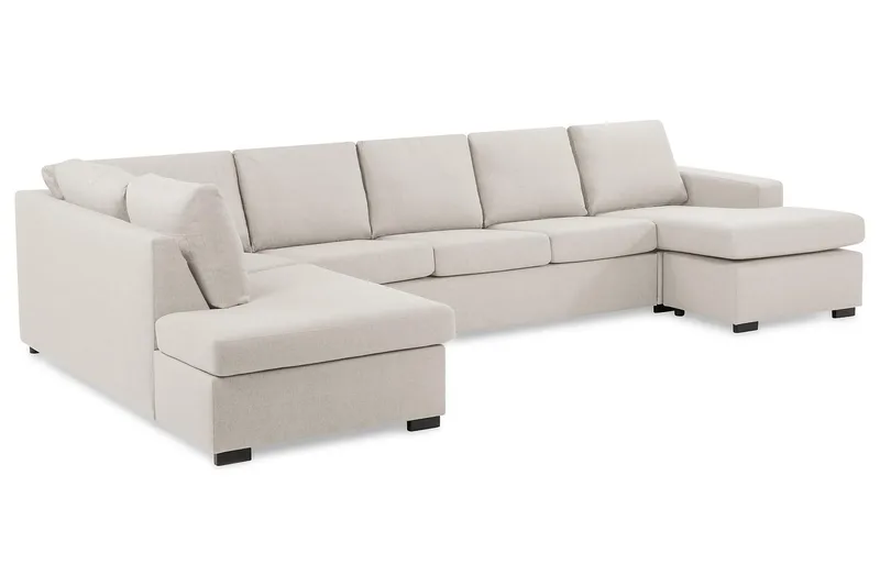 Crazy 5-sits Vänstervänd U-formad X-Large Soffa med Divan och Schäslong i Tyg - Beige - Möbler - Soffa - U-soffa