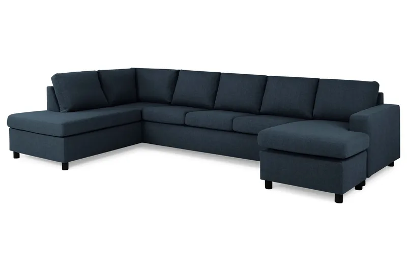 Crazy 5-sits Vänstervänd U-formad X-Large Soffa med Divan och Schäslong i Tyg - Mörkblå - Möbler - Soffa - U-soffa
