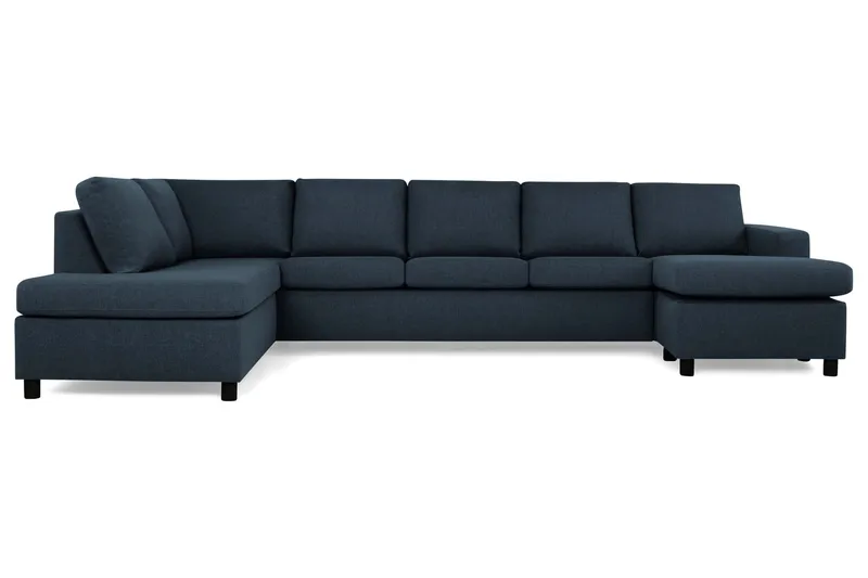 Crazy 5-sits Vänstervänd U-formad X-Large Soffa med Divan och Schäslong i Tyg, Mörkblå