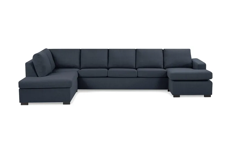 Crazy 5-sits Vänstervänd U-formad X-Large Soffa med Divan och Schäslong i Tyg, Mörkblå