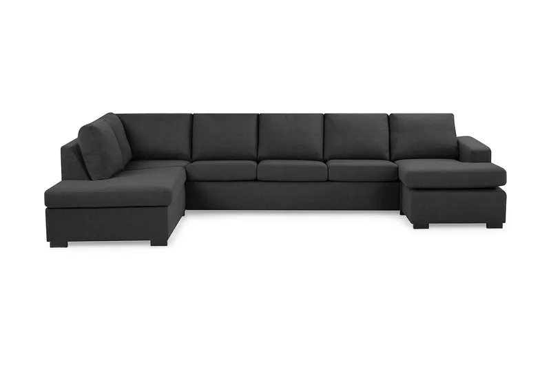 Crazy 5-sits Vänstervänd U-formad X-Large Soffa med Divan och Schäslong i Tyg, Mörkgrå