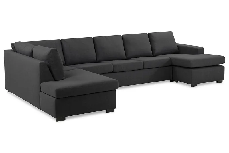 Crazy 5-sits Vänstervänd U-formad X-Large Soffa med Divan och Schäslong i Tyg - Mörkgrå - Möbler - Soffa - U-soffa