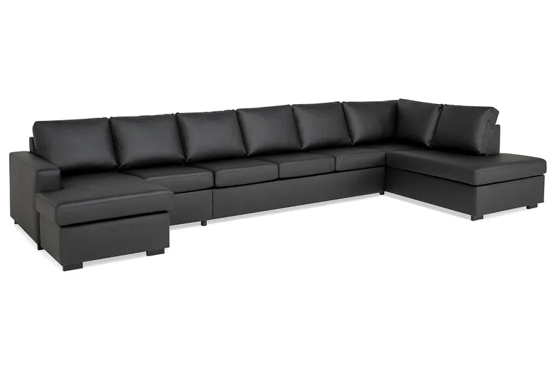 Crazy 6-sits Högervänd U-formad XX-Large Soffa med Divan och Schäslong i Konstläder - Svart - Möbler - Soffa - Skinnsoffa