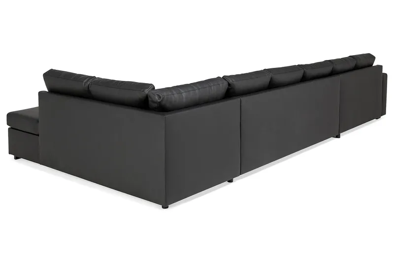Crazy 6-sits Högervänd U-formad XX-Large Soffa med Divan och Schäslong i Konstläder - Svart - Möbler - Soffa - Skinnsoffa