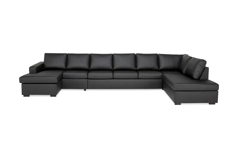 Crazy 6-sits Högervänd U-formad XX-Large Soffa med Divan och Schäslong i Konstläder - Svart - Möbler - Soffa - Skinnsoffa