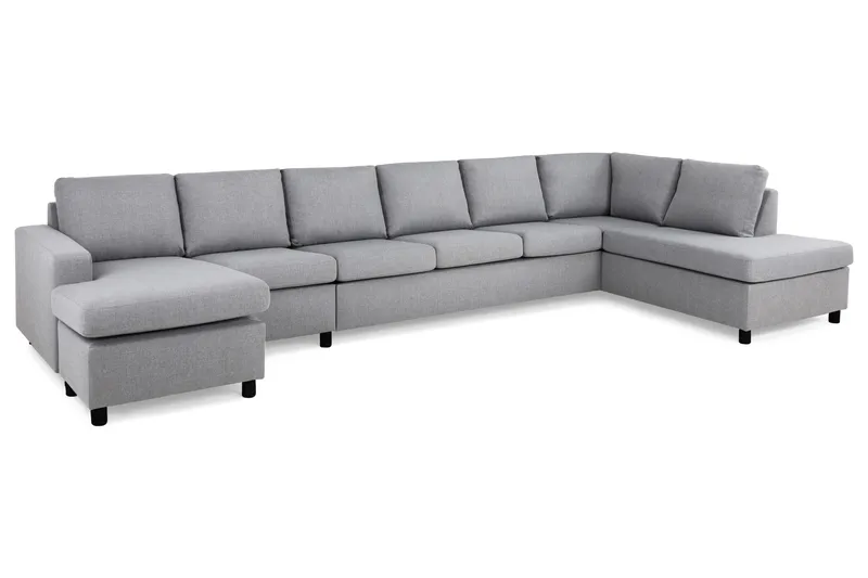 Crazy 6-sits Högervänd U-formad XX-Large Soffa med Divan och Schäslong i Tyg - Grå - Möbler - Soffa - U-soffa