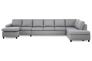 Crazy 6-sits Högervänd U-formad XX-Large Soffa med Divan och Schäslong i Tyg - Grå - Möbler - Soffa - U-soffa