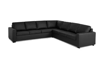 Crazy 6-sits Vändbar L-formad X-Large Hörnsoffa i Konstläder - Svart - Möbler - Soffa - Skinnsoffa