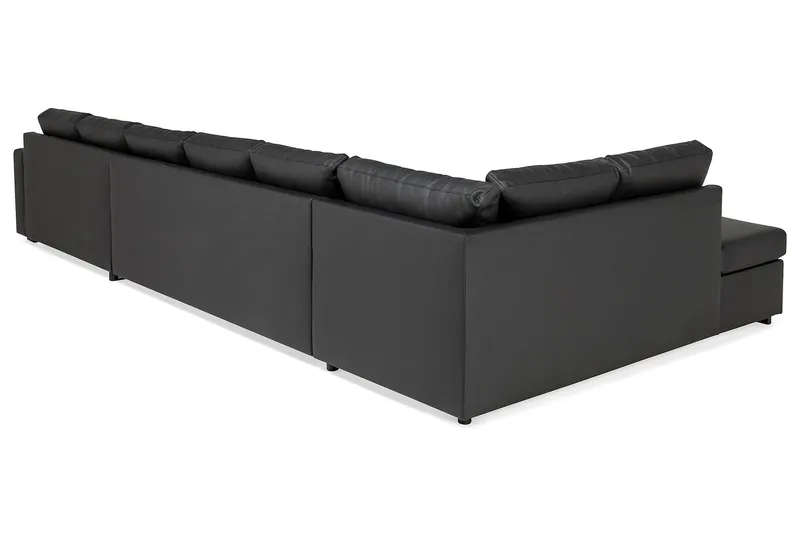 Crazy 6-sits Vänstervänd U-formad XX-Large Soffa med Divan och Schäslong i Konstläder - Svart - Möbler - Soffa - Skinnsoffa